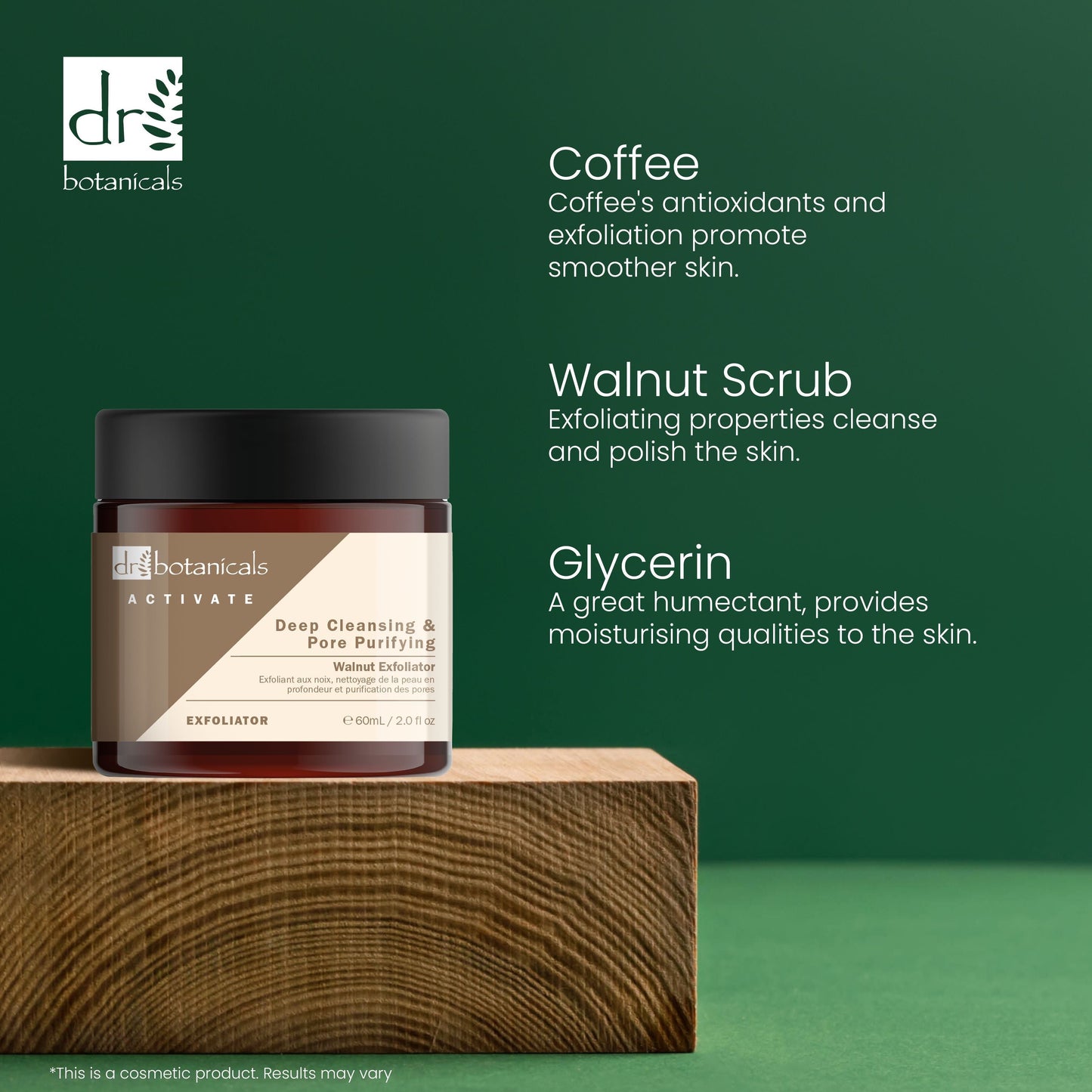 Dr Botanicals - Activate Deep Cleansing & Pore Purifying Walnut Exfoliator 60ml Twin Pack