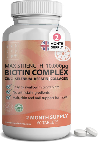 Grounded Body - Grounded Biotin Hair Growth Complex 10,000mcg Tablets