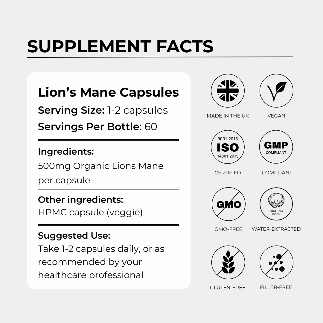 Charava UK - Lions Mane Mushroom 500mg