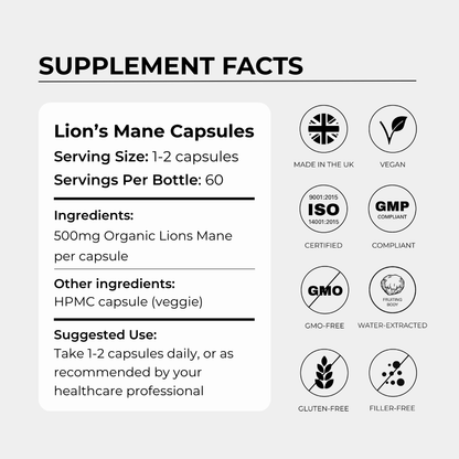 Charava UK - Lions Mane Mushroom 500mg