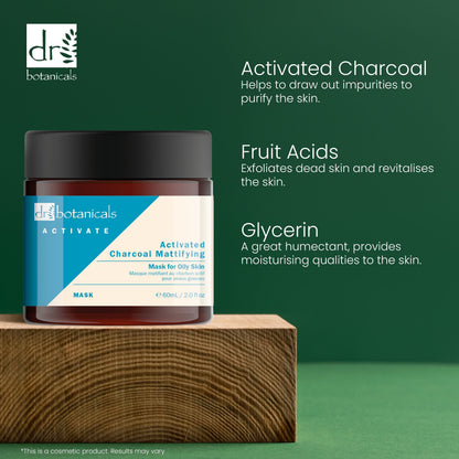 Dr Botanicals - Activate Charcoal Mattifying Mask for Oily Skin 60ml Twin Value Pack