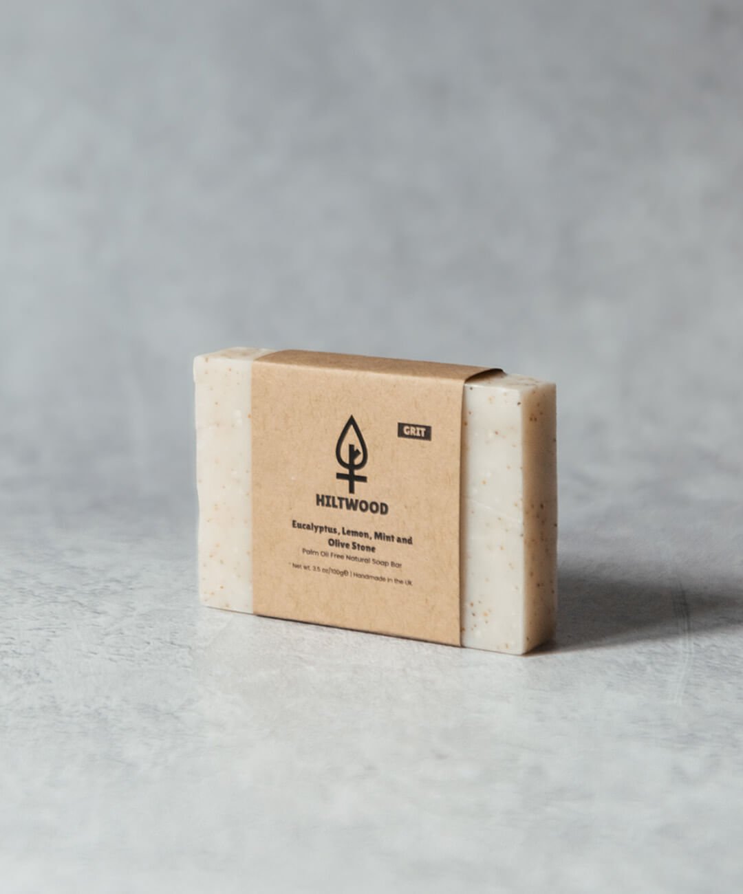 Hiltwood Eucalyptus Lemon Mint and Olive Stone Natural Soap Bar (With Grit)