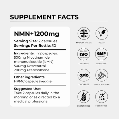 Charava UK - NMN+1200 (NMN, Resveratrol, Pterostilbene)