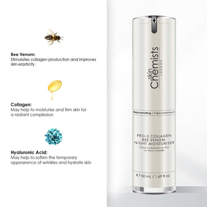 skinChemists Pro-5 Collagen Bee Venom Night Moisturiser 50ml
