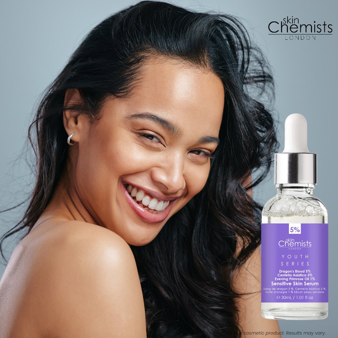 skinChemists Sensitive Skin Serum Dragon's Blood 5%, Centella Asistica 3%, Evening Primrose Oil 1% 30ml