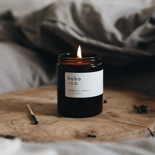 Hobo+Co - Glass Jar Oakwood and Tobacco Candle