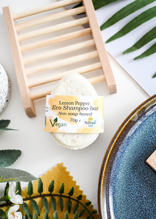 The Natural Spa - Lemon Pepper Eco Shampoo Bar – 70g Full Size or Mini | For All Hair & Water Types
