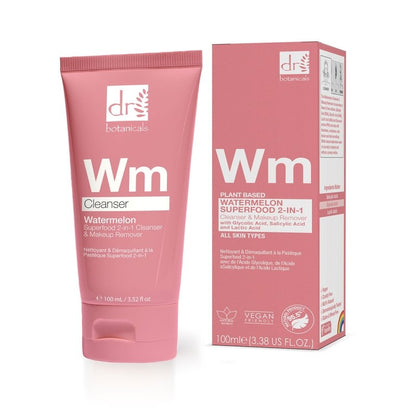 Dr Botanicals - Watermelon Superfood 2-in-1 Cleanser & Makeup Remover with Glycolic Acid, Salicylic Acid and Lactic Acid 100ml