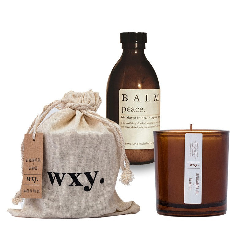Amber Candle & Bath Salt Set Support People & Planet Initiatives